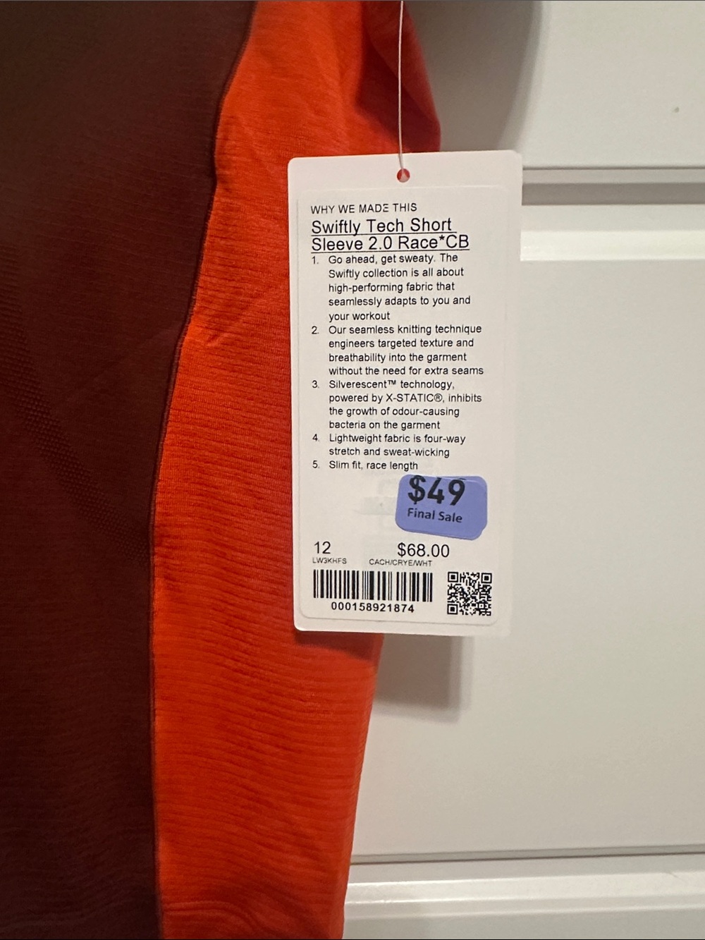 NWT Swiftly Tech Short-Sleeve Shirt 2.0 Waist Length Colourblock - Picture 8 of 9